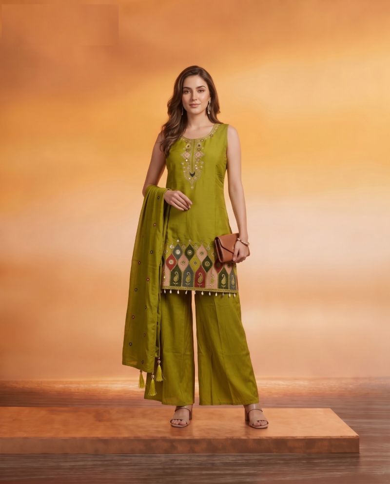 Naisha K 1205 Roman Embroidered Designer Kurti With Bottom Dupatta Set — Wholesale Readymade Suit, Naisha wholesale from Surat — Photo 5
