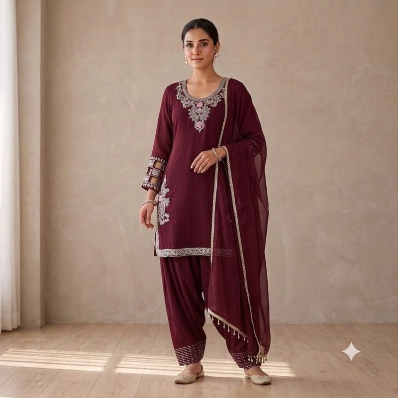 Naisha K 1206 Faux Georgette Manual Work Farshi Salwar Kameez — Wholesale Kurtis, Naisha wholesale from Surat — Photo 3
