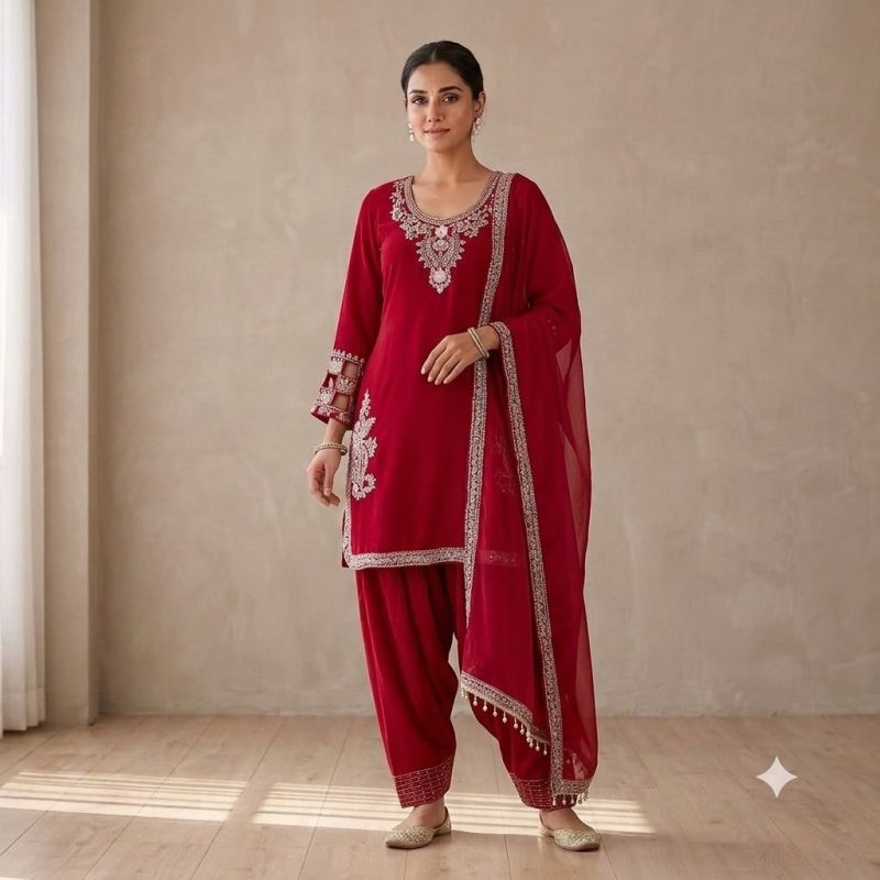 Naisha K 1206 Faux Georgette Manual Work Farshi Salwar Kameez