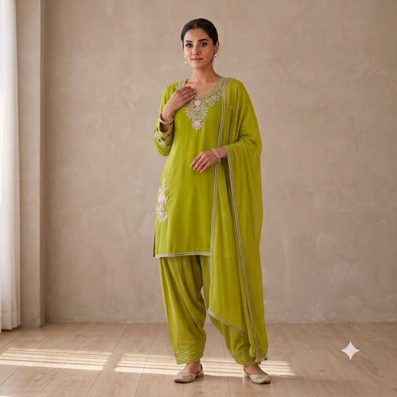 Naisha K 1206 Faux Georgette Manual Work Farshi Salwar Kameez — Wholesale Kurtis, Naisha wholesale from Surat — Photo 4