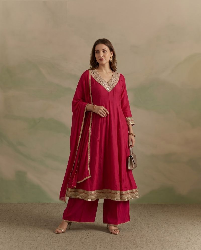 Naisha K 1209 Mul Chanderi Embroidered Anarkali Kurti WIth Bottom Dupatta Set — Wholesale Readymade Suit, Naisha wholesale from Surat — Photo 5