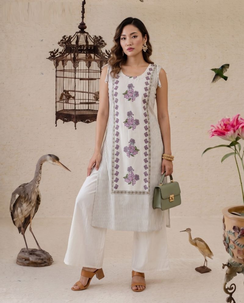 Naisha K 1210 Mul Chanderi Hand Touch Neck Work Kurti WIth Bottom Catalog — Wholesale Kurtis, Naisha wholesale from Surat — Photo 6