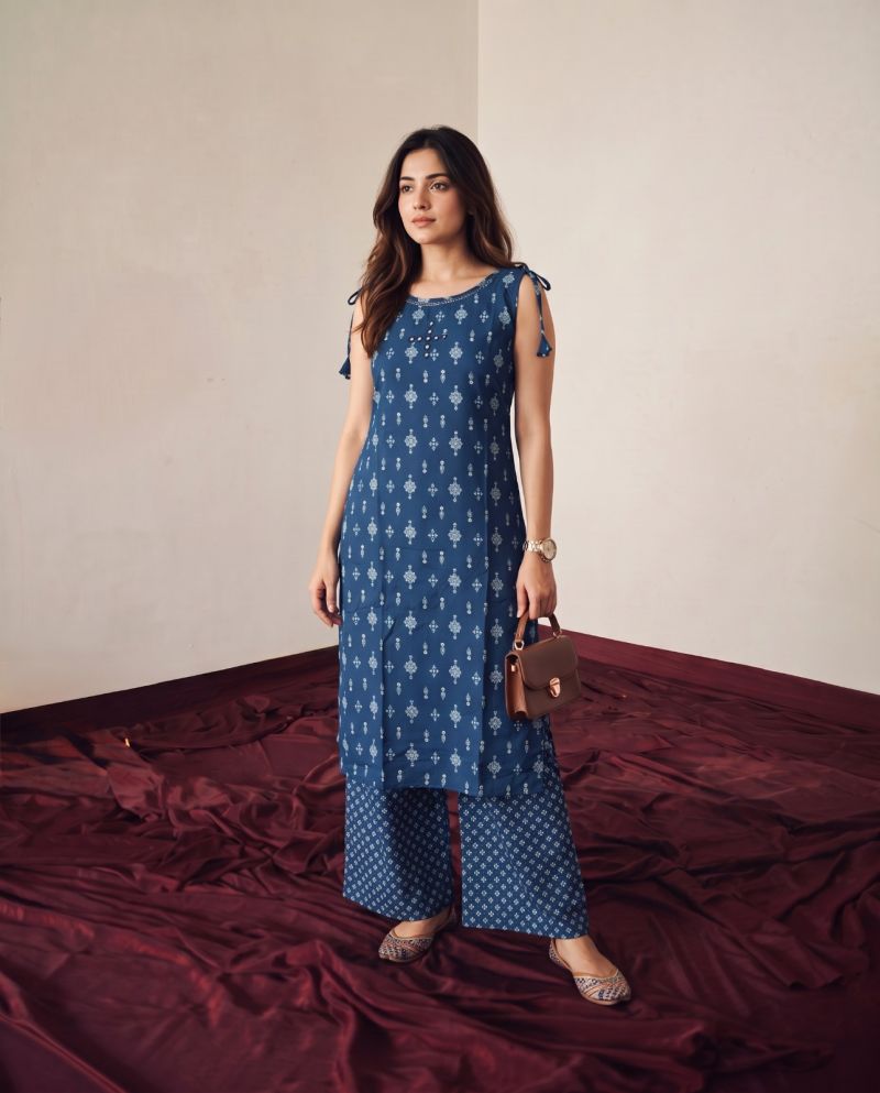 Naisha K 1212 Poly Rayon Print Manual Work Fancy Kurti With Bottom Catalog