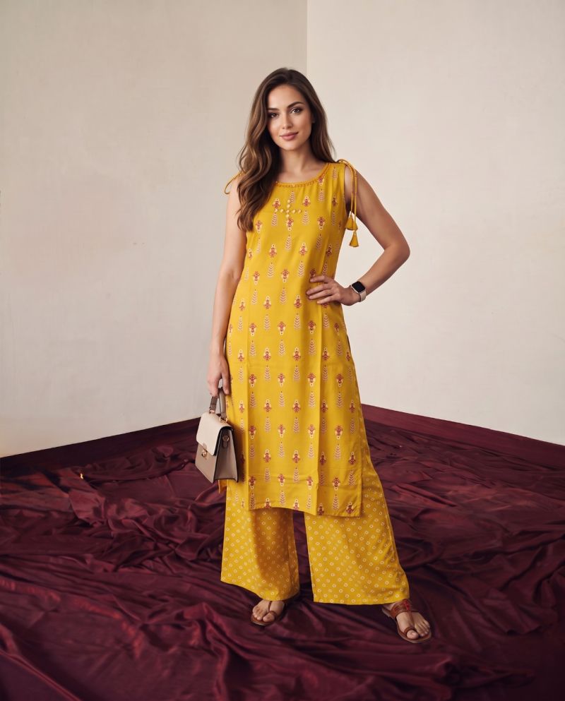 Naisha K 1212 Poly Rayon Print Manual Work Fancy Kurti With Bottom Catalog — Wholesale Kurtis, Naisha wholesale from Surat — Photo 7