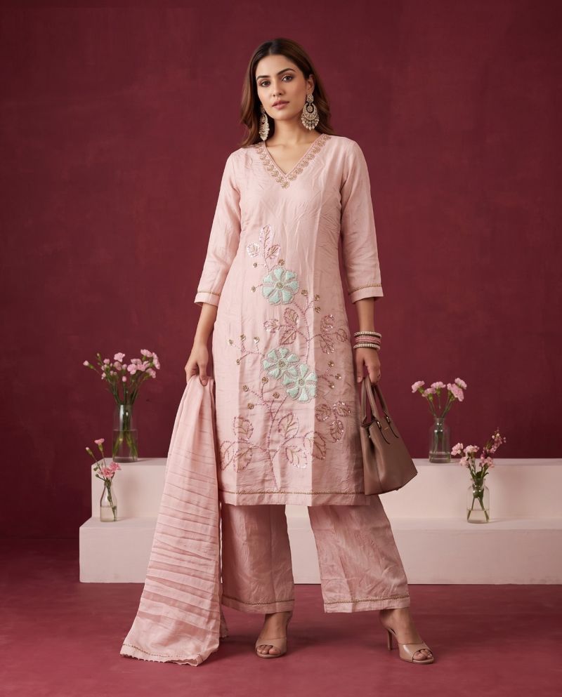 Naisha K 1213 Glass Crush Beads Work Kurti With Bottom Dupatta Catalog — Wholesale Readymade Suit, Naisha wholesale from Surat — view 2