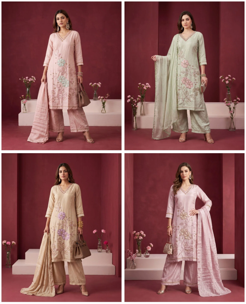 Naisha K 1213 Glass Crush Beads Work Kurti With Bottom Dupatta Catalog — Wholesale Readymade Suit, Naisha wholesale from Surat — view 5