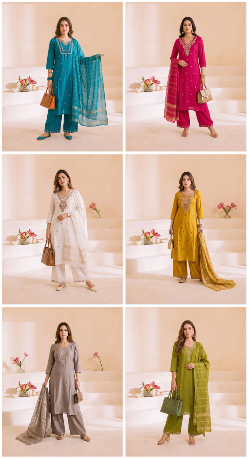 Naisha K 1215 Roman Embroidered Designer Kurti With Botton Dupatta Set — Wholesale Kurtis, Naisha wholesale from Surat — Photo 7