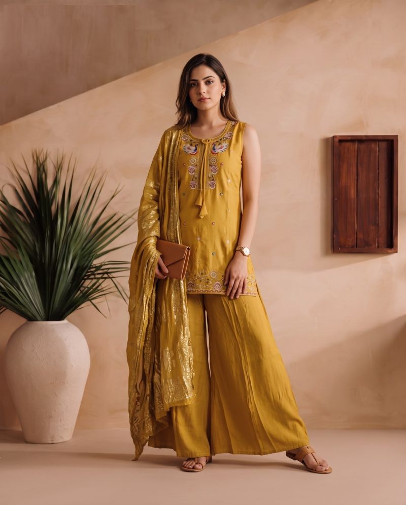 Naisha K 1217 Roman Embroidered Designer Kurti With Bottom Dupatta Set — Wholesale Readymade Suit, Naisha wholesale from Surat — Photo 3