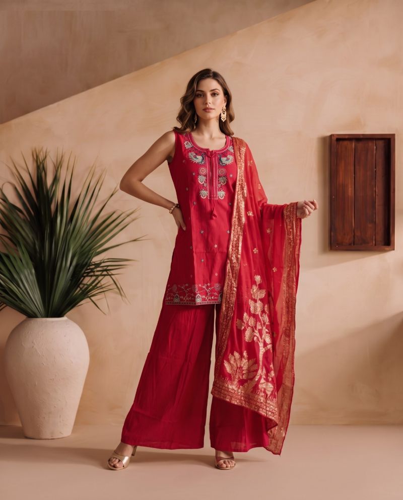 Naisha K 1217 Roman Embroidered Designer Kurti With Bottom Dupatta Set — Wholesale Readymade Suit, Naisha wholesale from Surat — Photo 6