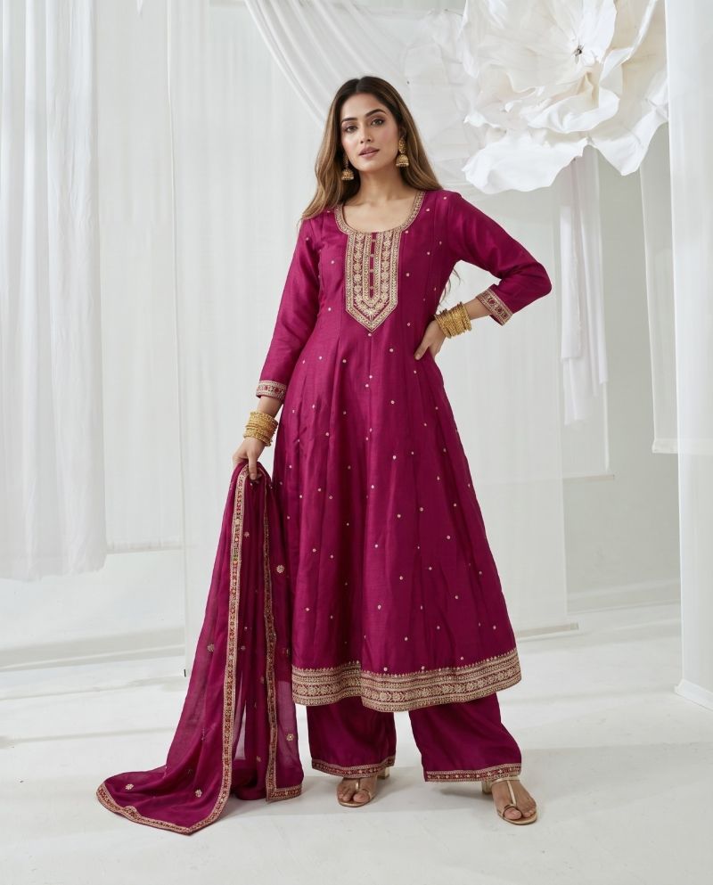 Naisha K 1219 Vichitra Embroidered Anarkali Kurti With Bottom Dupatta Set — Wholesale Readymade Suit, Naisha wholesale from Surat — Photo 2