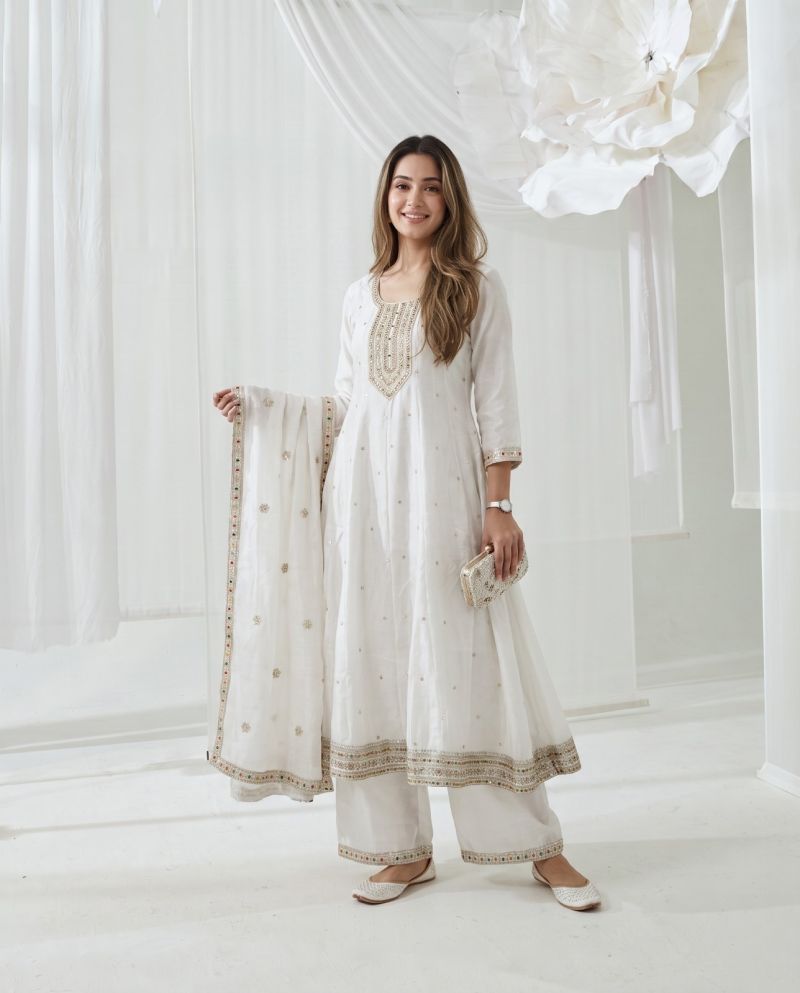 Naisha K 1219 Vichitra Embroidered Anarkali Kurti With Bottom Dupatta Set — Wholesale Readymade Suit, Naisha wholesale from Surat — Photo 5