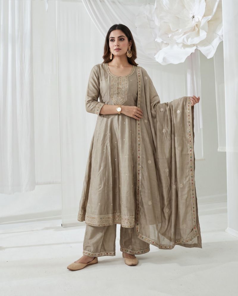 Naisha K 1219 Vichitra Embroidered Anarkali Kurti With Bottom Dupatta Set — Wholesale Readymade Suit, Naisha wholesale from Surat — Photo 6