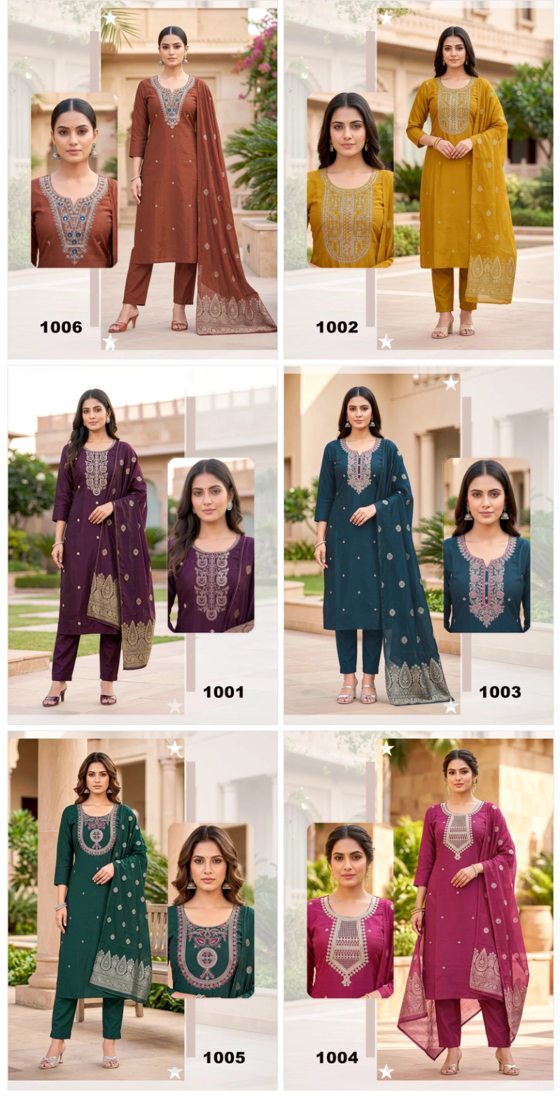 Pritee 1 Roman Silk With Dori Worked Kurti With Bottom Dupatta Set — Wholesale Kurtis, Vardan Ethnic wholesale from Surat — view 7