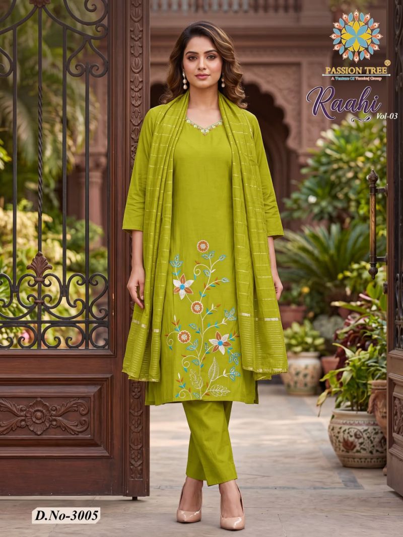 Raahi Vol 3 By Passion Tree Roman Silk Embroidered Kurti With Bottom Dupatta Set — Wholesale Kurtis, Vardan Ethnic wholesale from Surat - Gallery Image 4