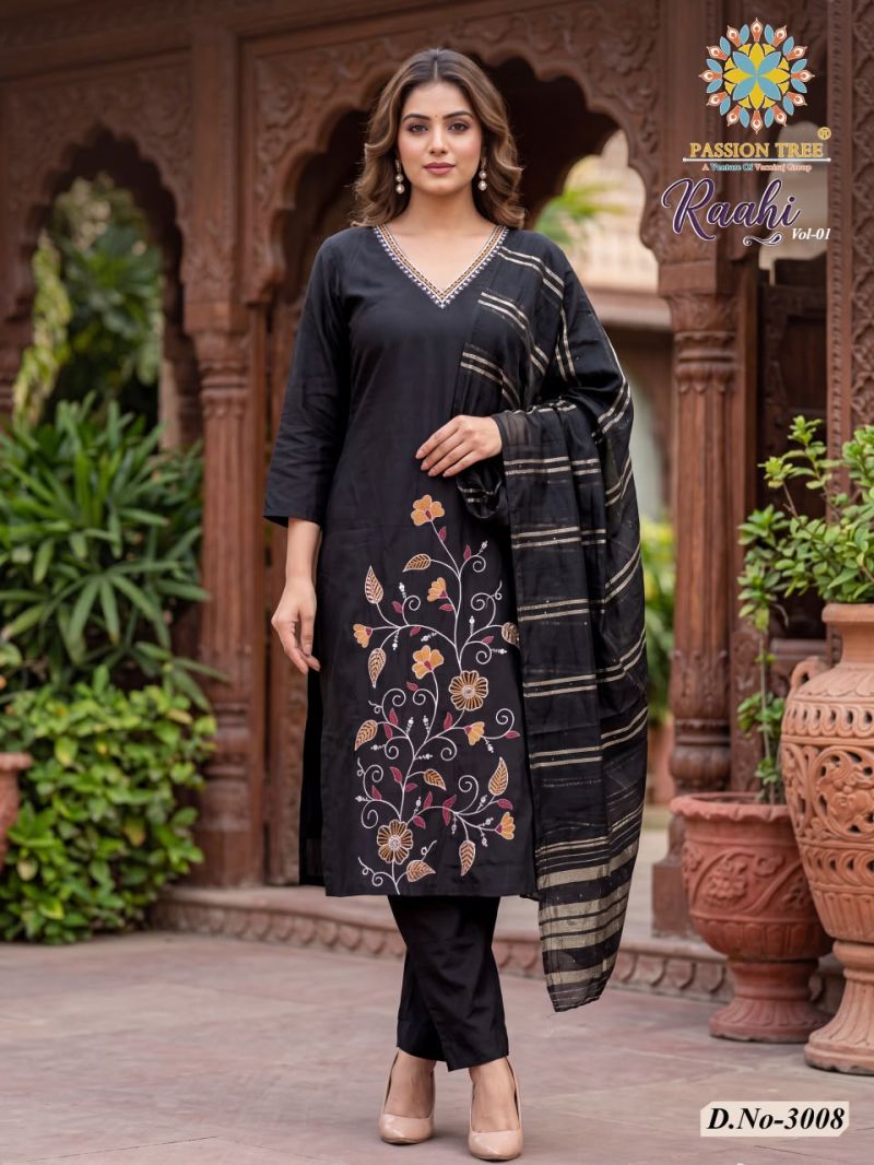 Raahi Vol 3 By Passion Tree Roman Silk Embroidered Kurti With Bottom Dupatta Set — Wholesale Kurtis, Vardan Ethnic wholesale from Surat - Gallery Image 8