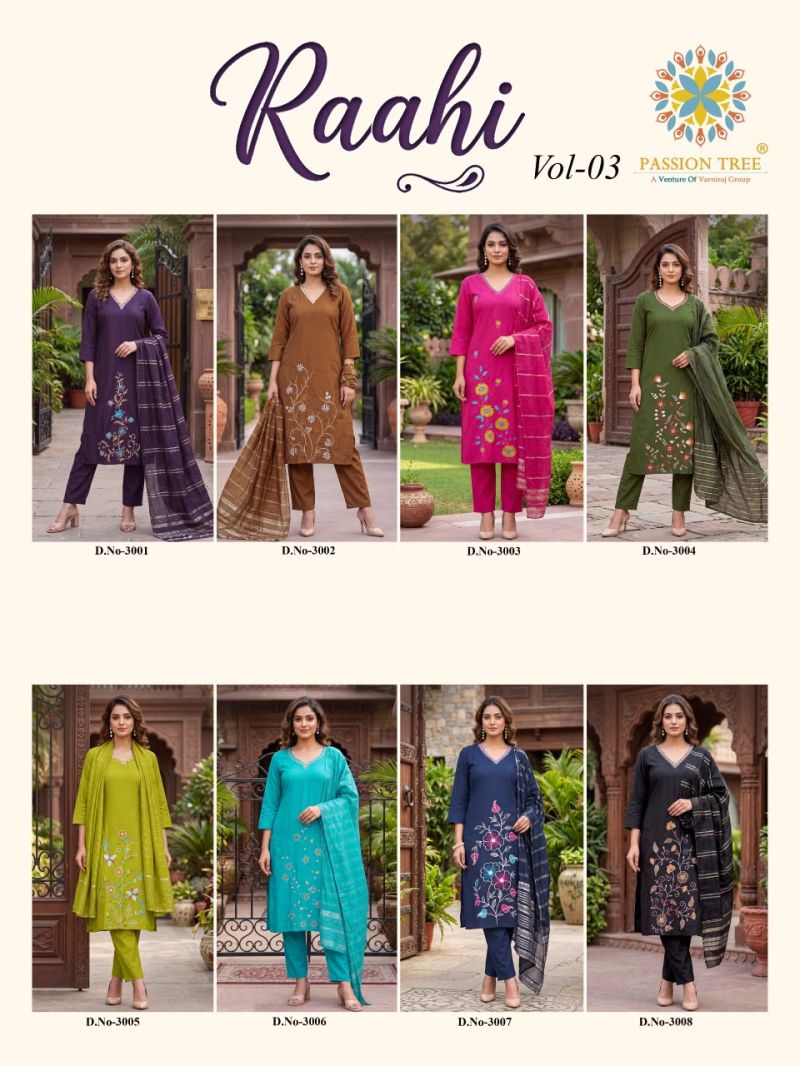 Raahi Vol 3 By Passion Tree Roman Silk Embroidered Kurti With Bottom Dupatta Set — Wholesale Kurtis, Vardan Ethnic wholesale from Surat — view 9