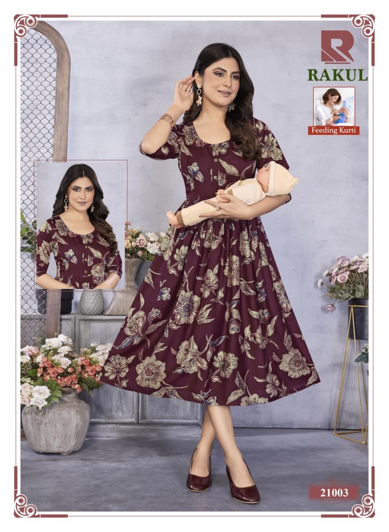 Raashi Rakul Vertican Silk Foil Printed Feeding Kurti Catalog — Wholesale Kurtis, Vardan Ethnic wholesale from Surat — Photo 5