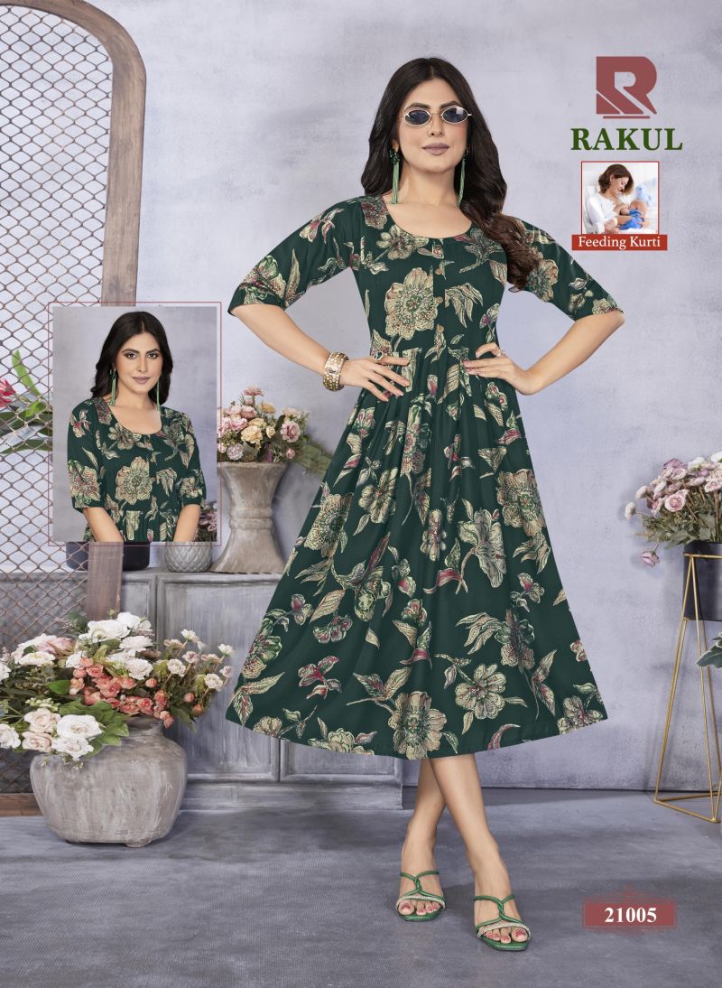 Raashi Rakul Vertican Silk Foil Printed Feeding Kurti Catalog — Wholesale Kurtis, Vardan Ethnic wholesale from Surat — Photo 7