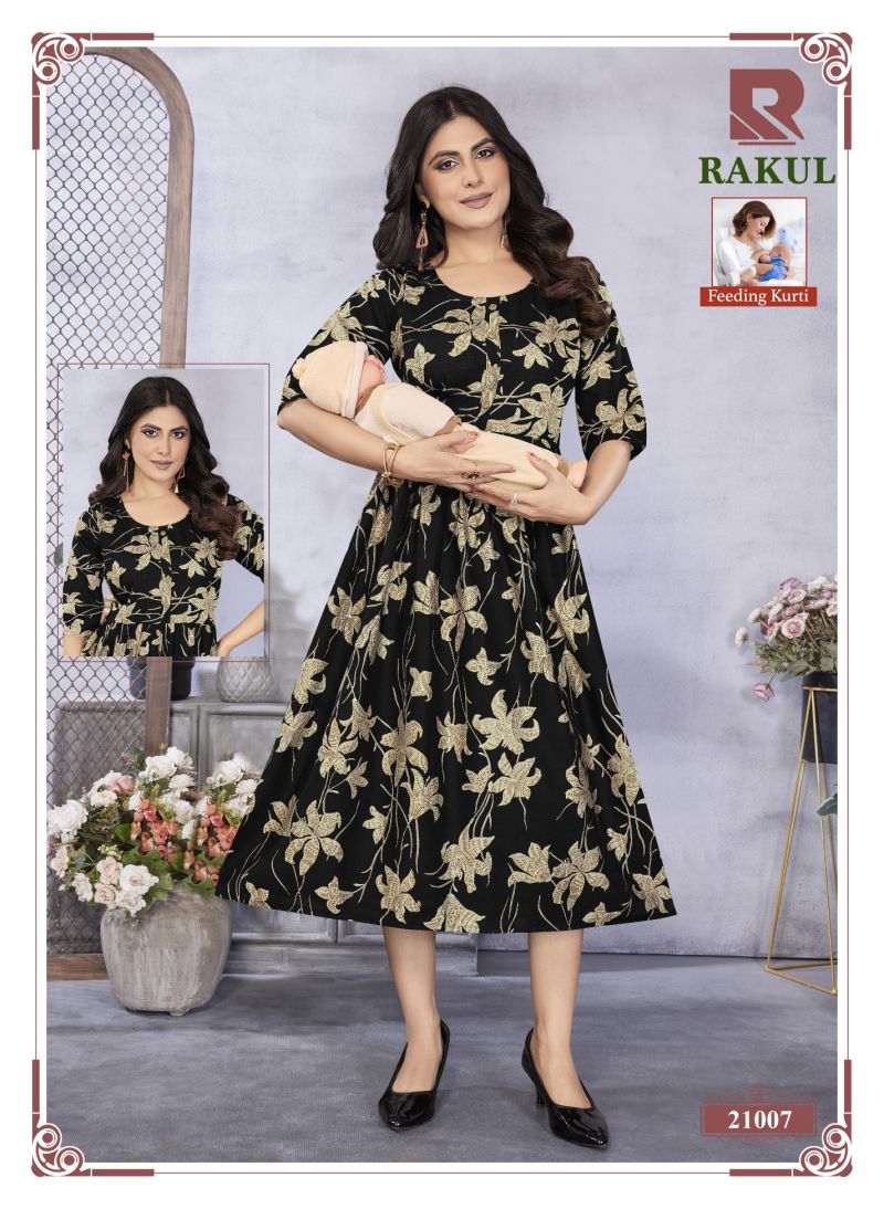 Raashi Rakul Vertican Silk Foil Printed Feeding Kurti Catalog — Wholesale Kurtis, Vardan Ethnic wholesale from Surat — Photo 8