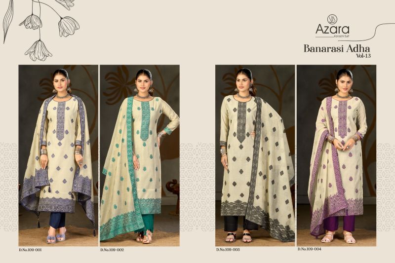 Radhika Azara Banarashi Adha Vol 13 Jam Cotton Jacquard Work Salwar Kameez — Wholesale Readymade Suit, Vardan Ethnic wholesale from Surat — view 6
