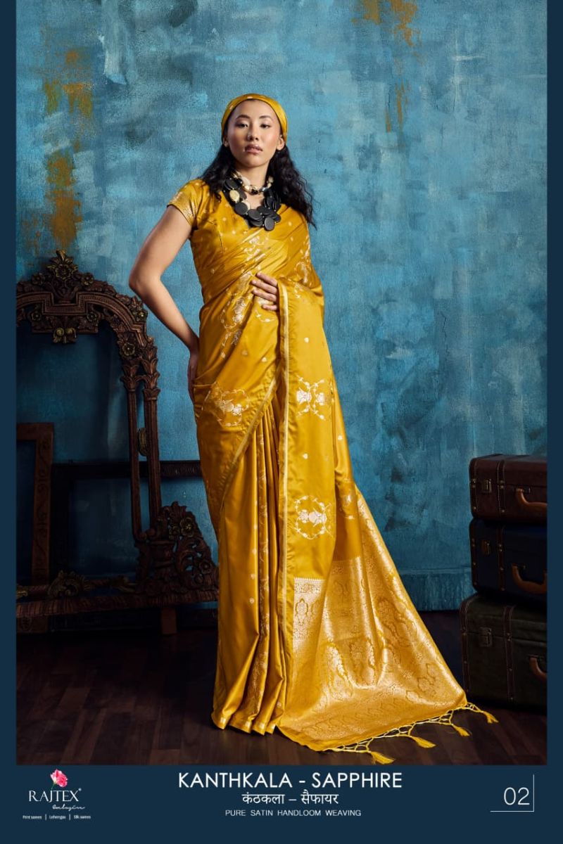 Rajtex Kanthkala Sapphire Satin Handloom Weaving Saree Catalog — Organza Saree, Vardan Ethnic wholesale from Surat — view 5