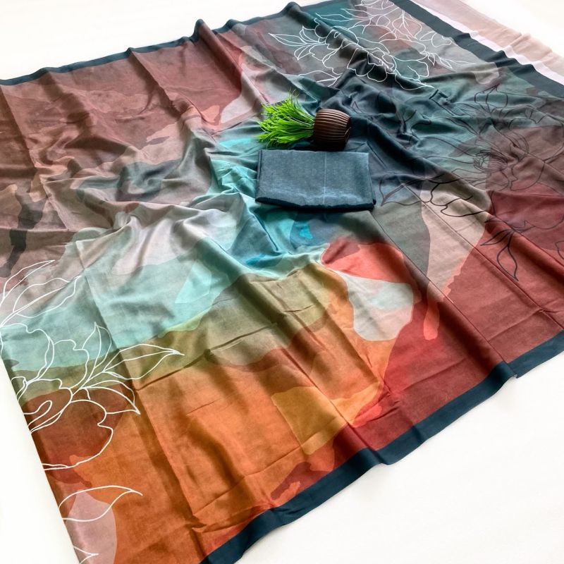 Rajyog Ruby Soft Crepe Italian Digital Printed Saree Catalog — Festival Sarees, Vardan Ethnic wholesale from Surat — view 7