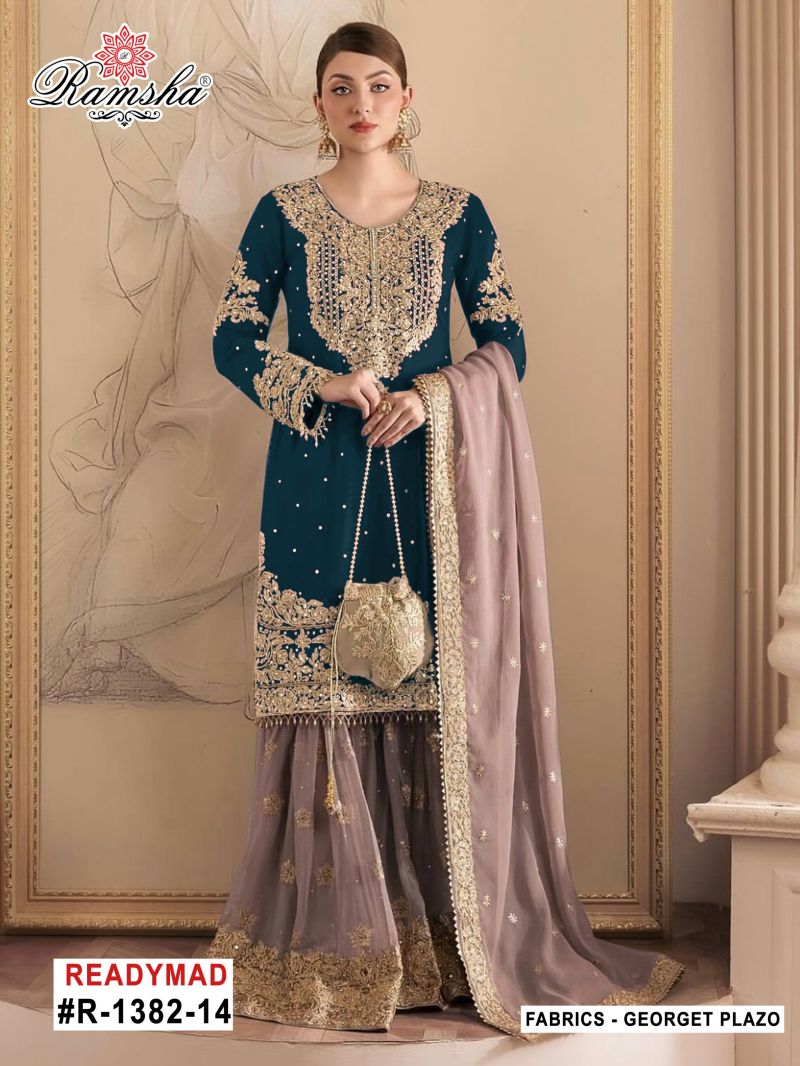 Ramsha R 1382 Nx Georgette Embroidery Work Pakistani Salwar Kameez