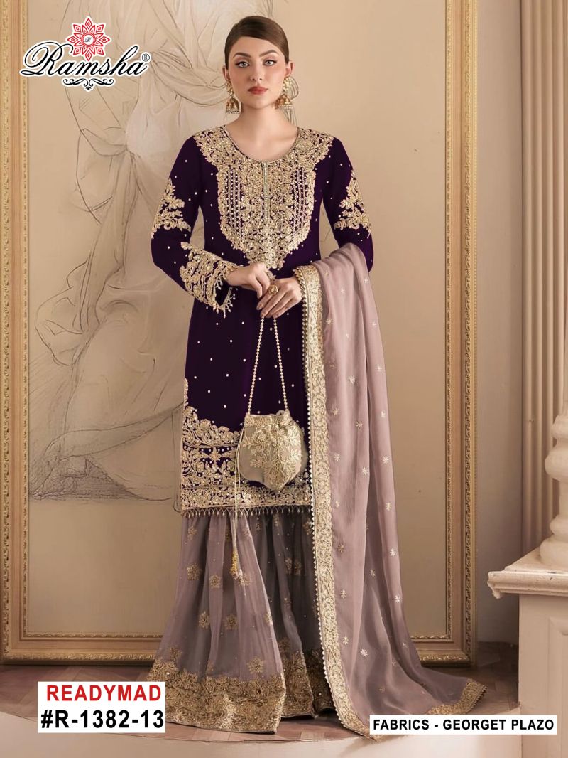 Ramsha R 1382 Nx Georgette Embroidery Work Pakistani Salwar Kameez — Wholesale Kurtis, Ramsha wholesale from Surat — view 3