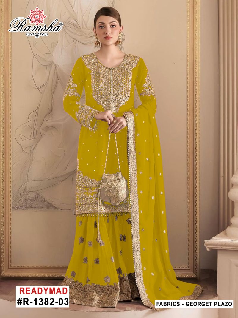 Ramsha R 1382 New Colors Georgette Embroidery Work Pakistani Salwar Kameez Suits — Wholesale Kurtis, Ramsha wholesale from Surat — Photo 3