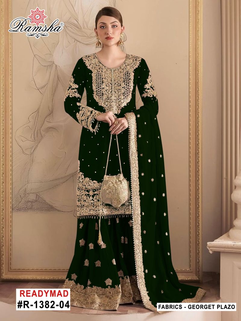 Ramsha R 1382 New Colors Georgette Embroidery Work Pakistani Salwar Kameez Suits — Wholesale Kurtis, Ramsha wholesale from Surat — Photo 4