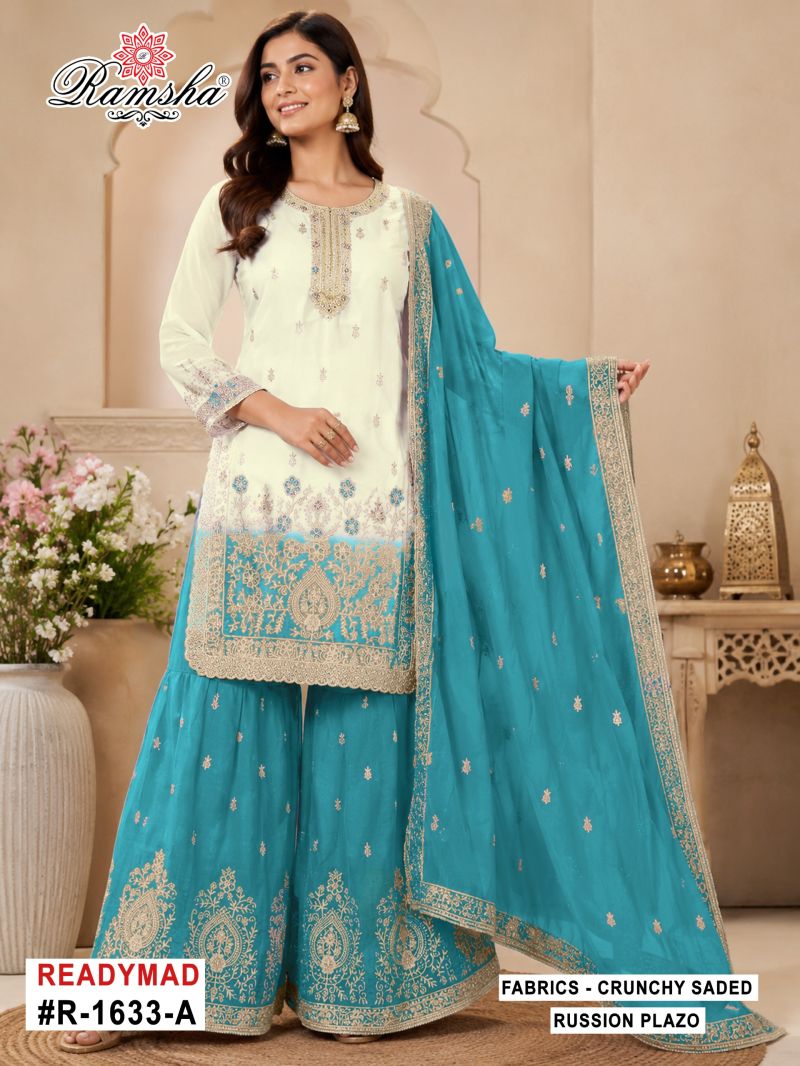 Ramsha R 1633 A To D Crunchy Shaded Embroidered Salwar Kameez — Wholesale Kurtis, Ramsha wholesale from Surat — Photo 3
