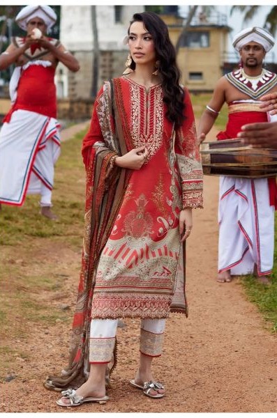 Ramsha Sana Safinaz Vol 3 Cambric Cotton Print Embroidered Salwar Kameez