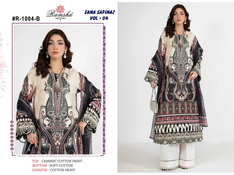 Ramsha Sana Safinaz Vol 4 Cambric Cotton Print Embroidered Salwar Kameez — Wholesale Kurtis, Ramsha wholesale from Surat — Photo 3