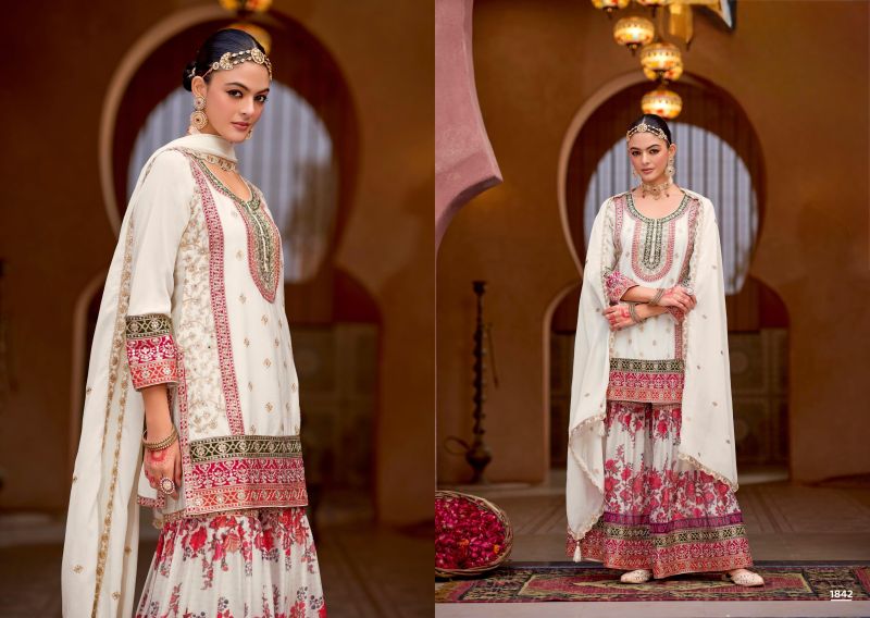Rang 1841 And 1842 Chinon Sequence Embroidered Salwar Kameez — Wholesale Kurtis, Vardan Ethnic wholesale from Surat — view 2