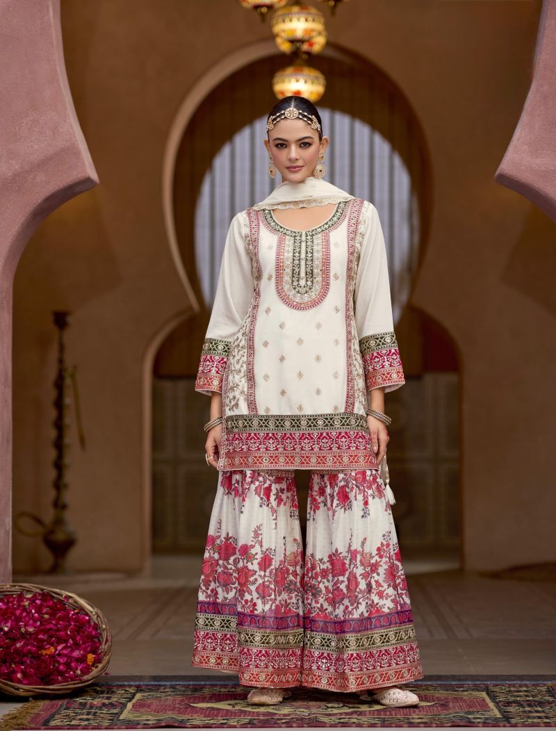 Rang 1841 And 1842 Chinon Sequence Embroidered Salwar Kameez — Wholesale Kurtis, Vardan Ethnic wholesale from Surat — view 3