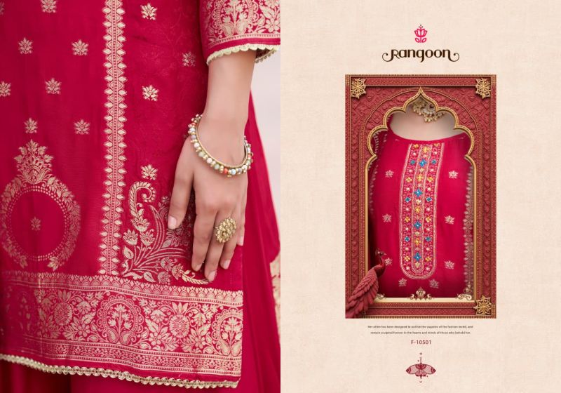 Rangoon Darpan Vol 2 Dola Russian Jacquard Katli Work Salwar Kameez — Wholesale Kurtis, Rangoon wholesale from Surat — view 5
