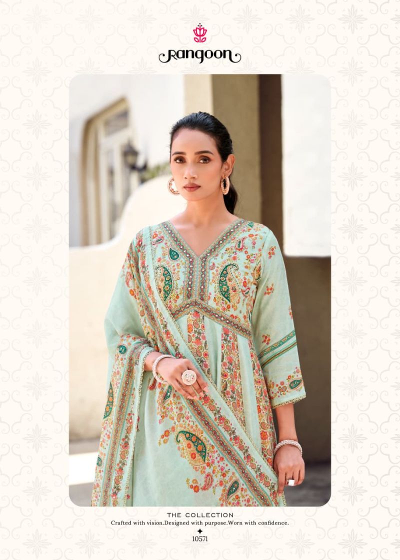 Rangoon Rang Mahal Muslin Printed Khatli Hand Work Salwar Kameez Catalog — Wholesale Kurtis, Rangoon wholesale from Surat - Gallery Image 2