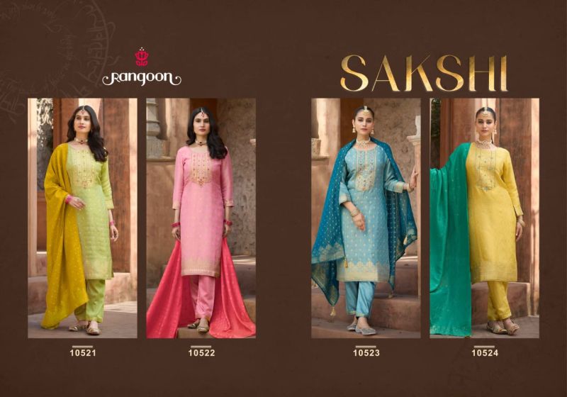 Rangoon Sakshi Simar Jacquard And Khatli Hand Work Salwar Kameez Catalog — Wholesale Kurtis, Vardan Ethnic wholesale from Surat — view 6