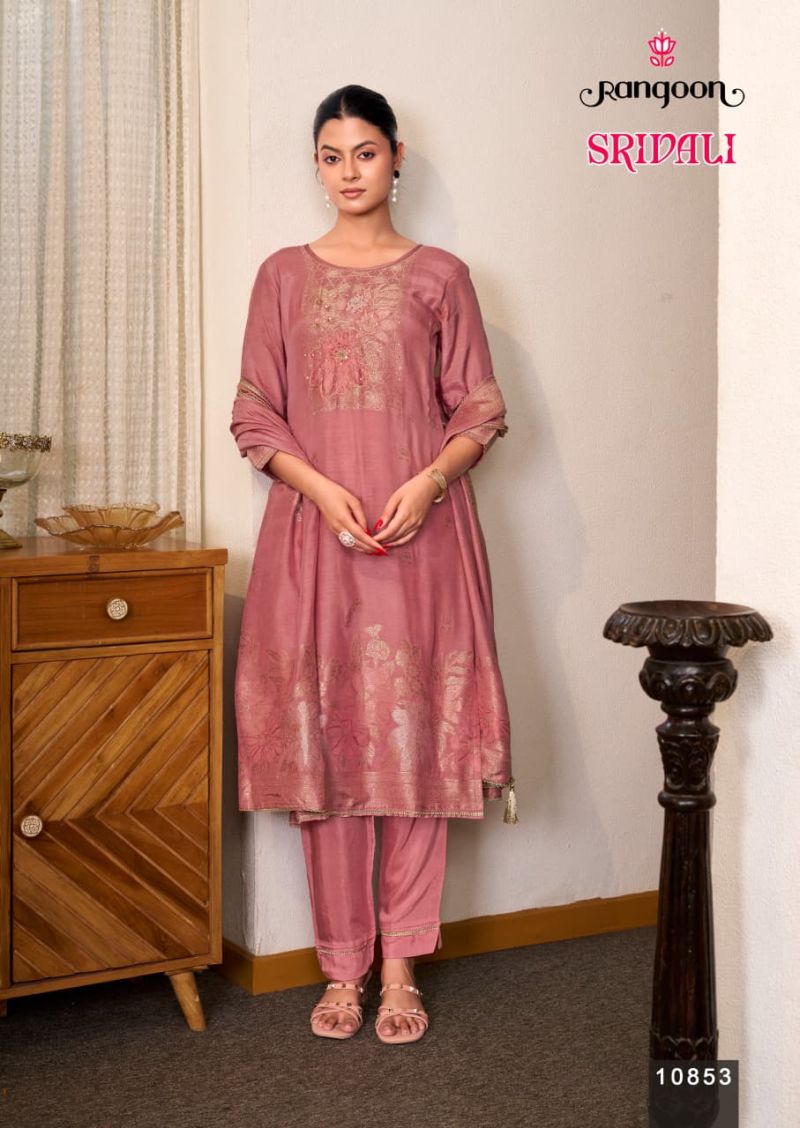 Rangoon Srivali Muslin Jacquard Khatli Hand Work Salwar Kameez Set — Wholesale Readymade Suit, Rangoon wholesale from Surat — view 2