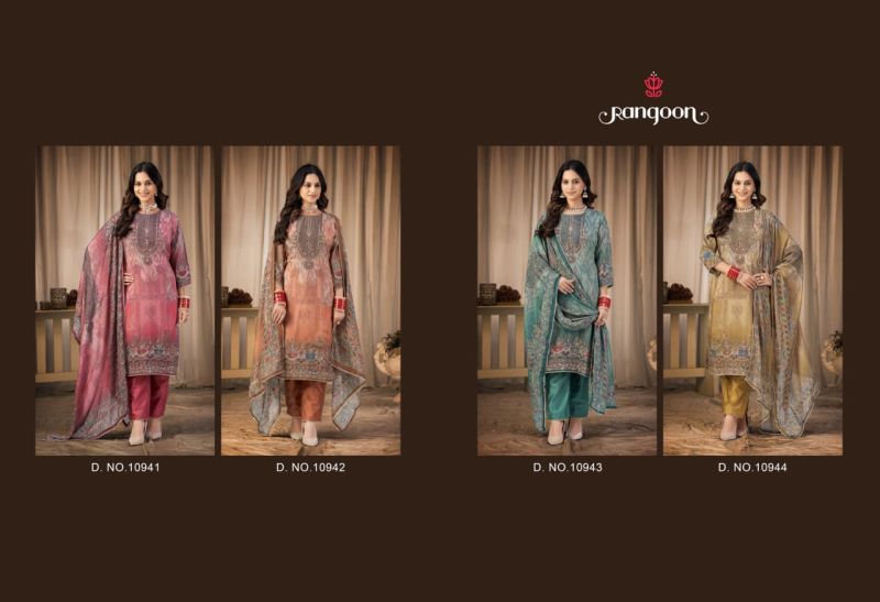Rangoon Tejasvi Maslin Digital Print Swarovski Diamond Work Salwar Kameez — Wholesale Kurti Pant Set, Vardan Ethnic wholesale from Surat — view 5