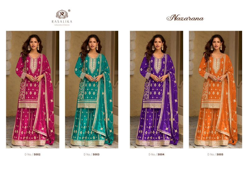Rasalika Nazarana Chinon Silk Embroidered Salwar Kameez Catalog — Wholesale Kurtis, Vardan Ethnic wholesale from Surat — view 5