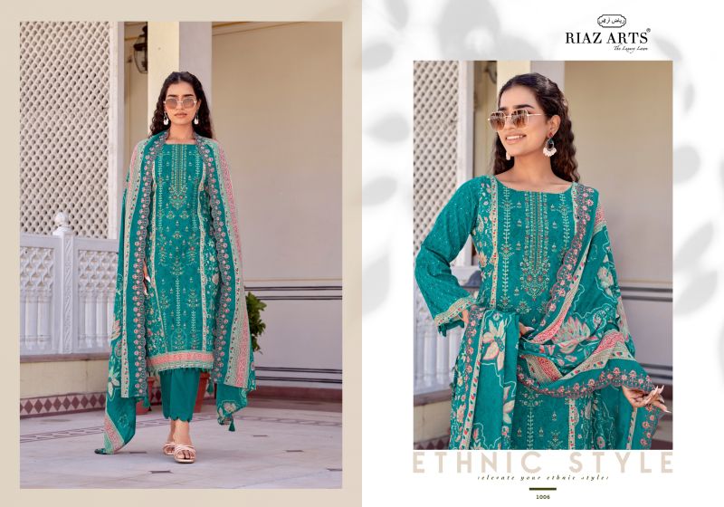Riaz Arts Abu Rehan Vol 2 Cambric Cotton Print Panel Embroidered Dress Material — Wholesale Dress Material, Vardan Ethnic wholesale from Surat — view 5