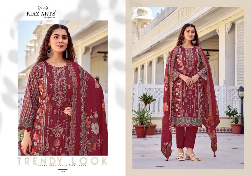 Riaz Arts Abu Rehan Vol 2 Cambric Cotton Print Panel Embroidered Dress Material — Wholesale Dress Material, Vardan Ethnic wholesale from Surat — view 6