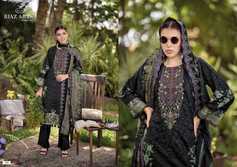 Riaz Arts Rehmat Cambric Cotton Print Embroidered Dress Material — Wholesale Pakistani Suits, Vardan Ethnic wholesale from Surat — view 6