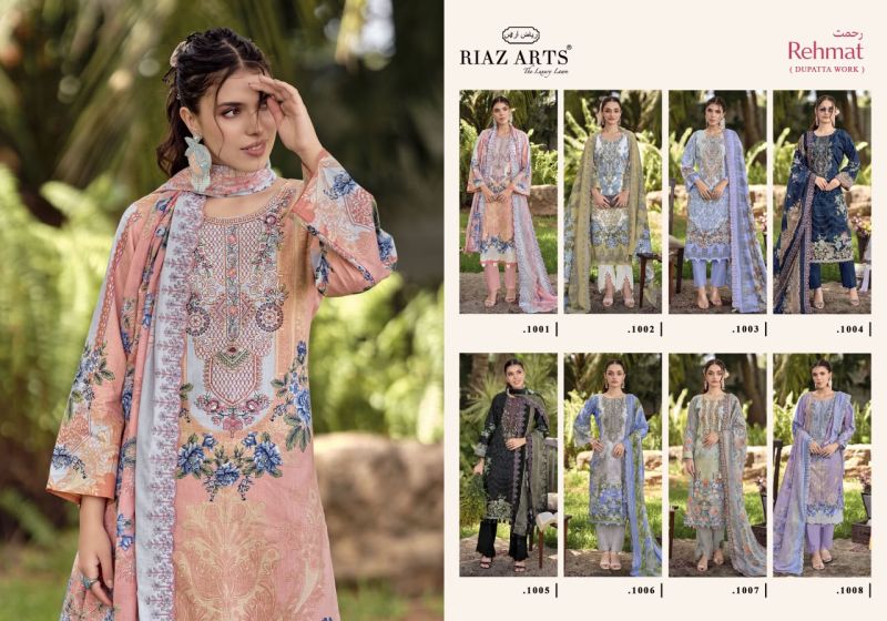 Riaz Arts Rehmat Cambric Cotton Print Embroidered Dress Material — Wholesale Pakistani Suits, Vardan Ethnic wholesale from Surat — view 10