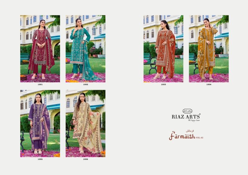 Riaz Arts Farmaish Vol 2 Cambric Cotton Lawn Print With Work Dress Material — Wholesale Dress Material wholesale from Surat — view 8
