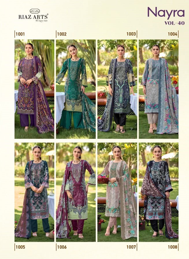 Riaz Arts Nayra Vol 40 Cotton Digital Printed Dress Material — Wholesale Dress Material, Vardan Ethnic wholesale from Surat — view 10
