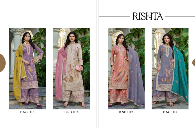 Rishta 1115 To 1118 Simar Embroidery Sequence Hand Work Salwar Kameez — Wholesale Readymade Suit, Vardan Ethnic wholesale from Surat — view 7