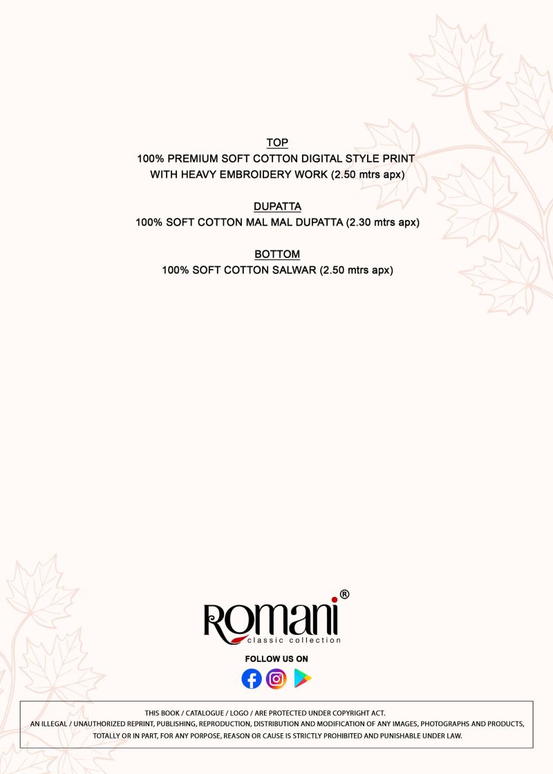 Romani Needle Wonder Vol 15 Cotton Embroidered Dress Material — Wholesale Dress Material, Romani wholesale from Surat - Gallery Image 9