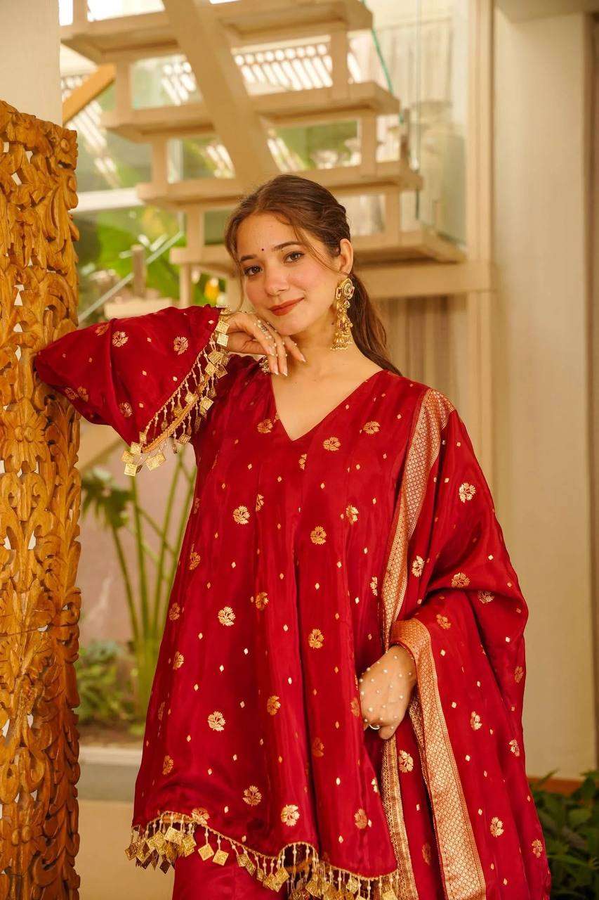 RTC 6051 SATIN SILK BEAUTIFUL DESIGNER LOOK TOP PLAZZO AND DUPATTA SET — Wholesale Kurti Pant Set, Vardan Ethnic wholesale from Surat — view 2